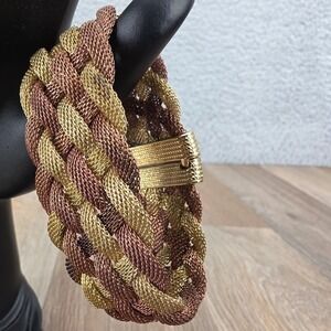Woven Braided Mesh Bracelet Gold‎ Rose Gold Tone Magnetic Clasp Bangle Jewelry